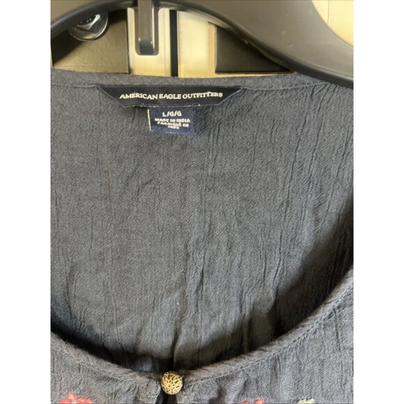 American Eagle Embroidered Bell Sleeve Top Size Large Women’s Floral Boho - Picture 2 of 10